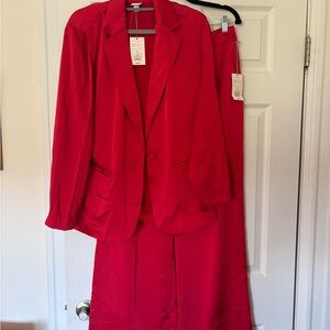 NWT Red Satin Women's Blazer and Skirt Set